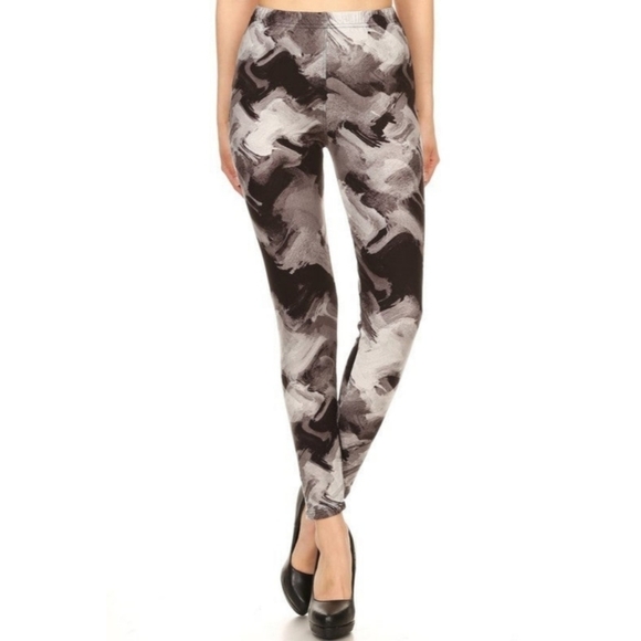 GRAY & White stormy sky abstract print full length Leggings Size 12-20 NWT - Picture 3 of 4